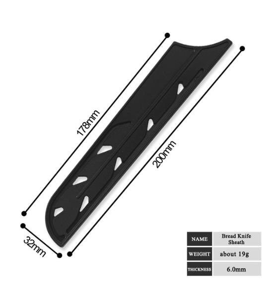 Damask 6 pcs Black Plastic Knife Blade Protector Kitchen Knife Cover For 3.5" 5" 5" 7" 8" 8" Knife PP Knife Cover: For 8 inch Bread