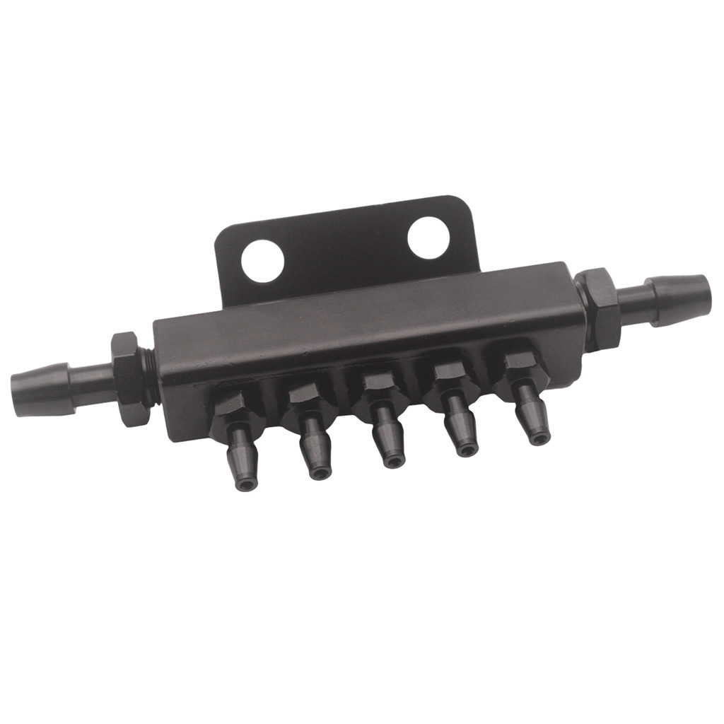 Vacuum Intake Manifold 5 Port 1/8NPT Aluminum Turbo Boost Block Intake Black