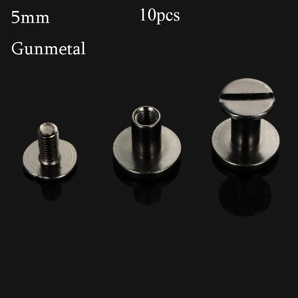 10Pcs 5/6.5/8Mm Diy Band Klinknagels Schroef Leather Craft Solid Nail Bolt Boekhouding Ronde Kop Schroeven Bagage Craft Messing nail: gunmetal-5mm-10pcs