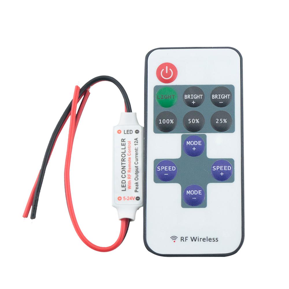 10 Keys RF Wireless Single Color Led Strip Dimmer DC 12V 10Keys Remote Controller For SMD 5050 2835 3014 5630 LED Strip Light: No DC Connector