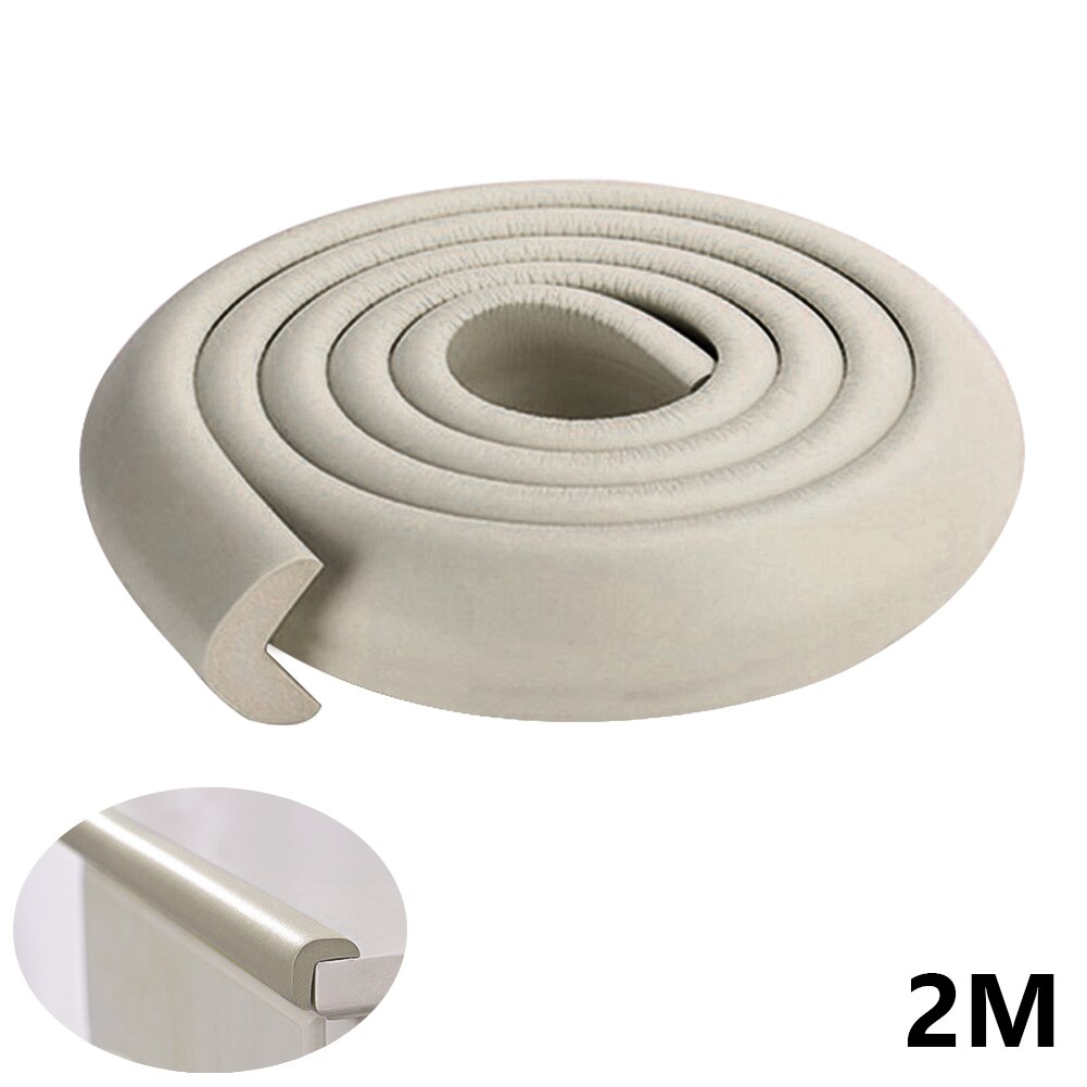 2M L Shape Soft Baby Safety Desk Table Edge Guard Strip Security Kids Protection Bumper Edge Angle Home Anti-collision Strip: grey