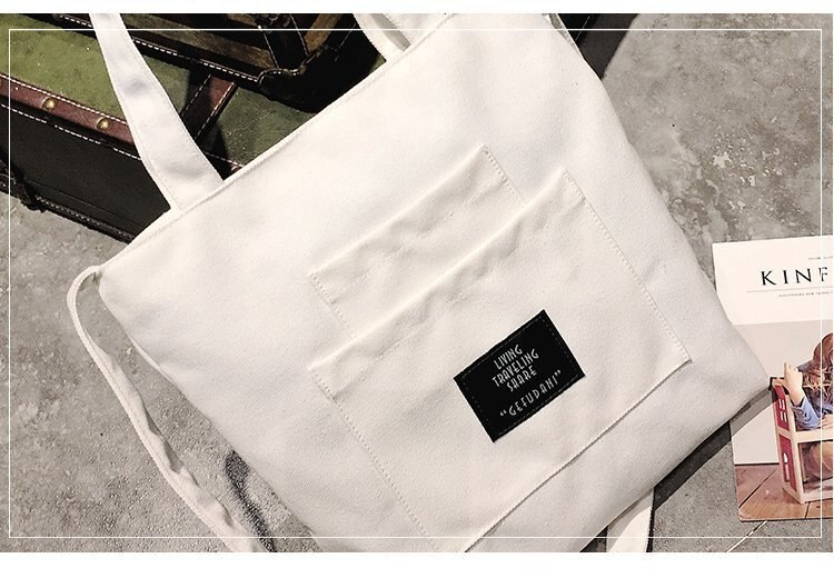 Lærredstaske crossbody taske trendy ren farve skoletaske afslappet vandtæt taske: Hvid