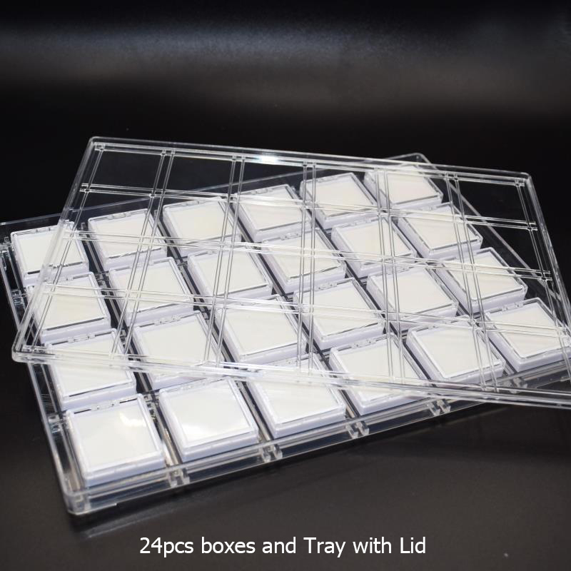 Présentoir de pierres précieuses pour bijoux, boîte de rangement, pot de pierres précieuses, vitrine, plateau avec couvercle, support de diamant en vrac, conteneur organisateur Transparent: WHITE