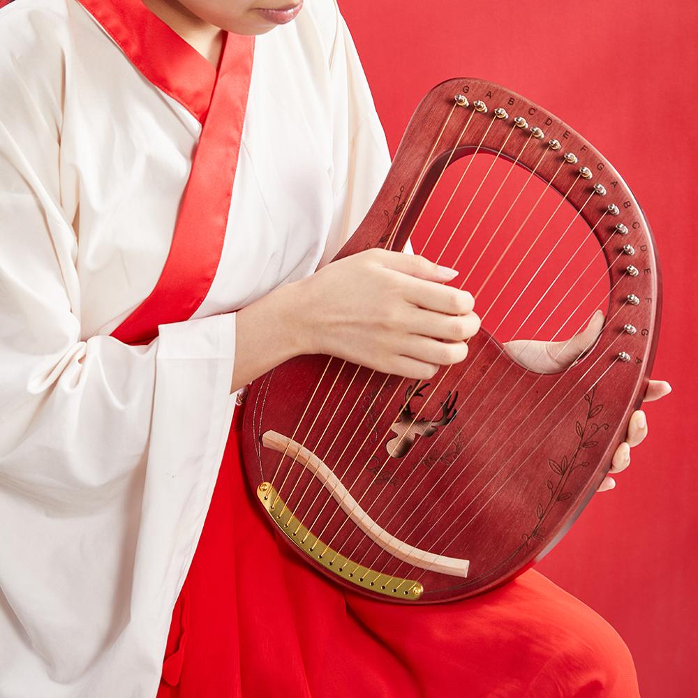 Mahogni træ 16 strenge lire harpe irsk skotsk 16 metal snor lire harpe udsøgt udskåret snorinstrument