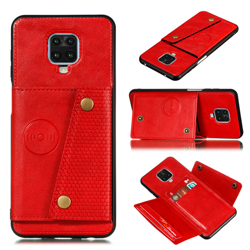 Luxury Leather Wallet Case For Xiaomi Redmi Note 9S Car Magmetic Holder Flip Card Slot Case for Remdi Note 9 Pro Max Back Cover: Cotton Fabric / GRAY