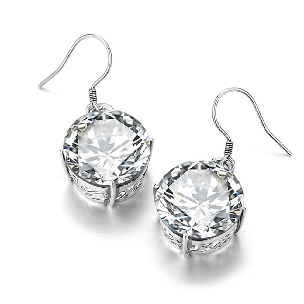 Szjinao Echt 925 Sterling Silber Neo-gotisch Handgemachte Gravieren Edlen Schmuck Runde groß Diamant Ohrringe Für Frauen Schmuckstück neue