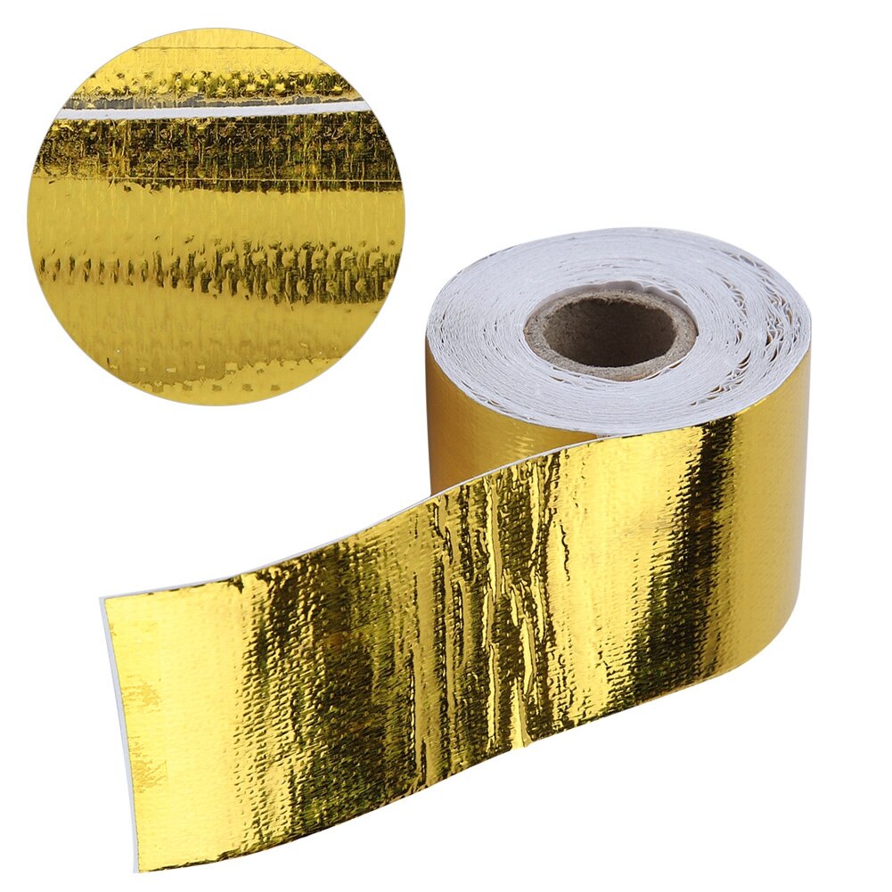 1 rull gylden 10m/9m*5cm aluminiumsfolie lim reflekterende varmebeskyttende teip til drivstoffceller motordeksel motorrom