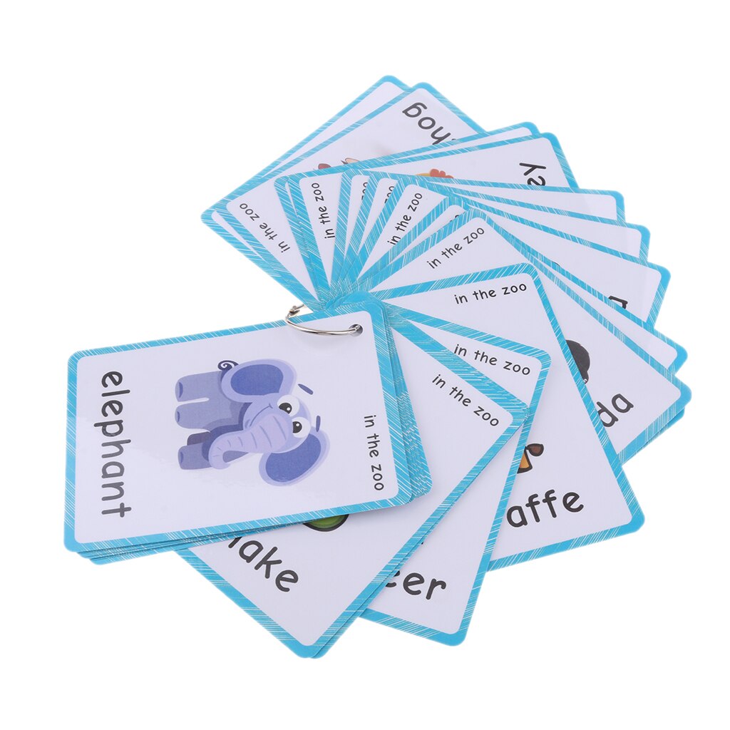Flashcards With Ring Storing Adorable Illustrations Sight Word Flash Cards: In the Zoo - 32 Pie