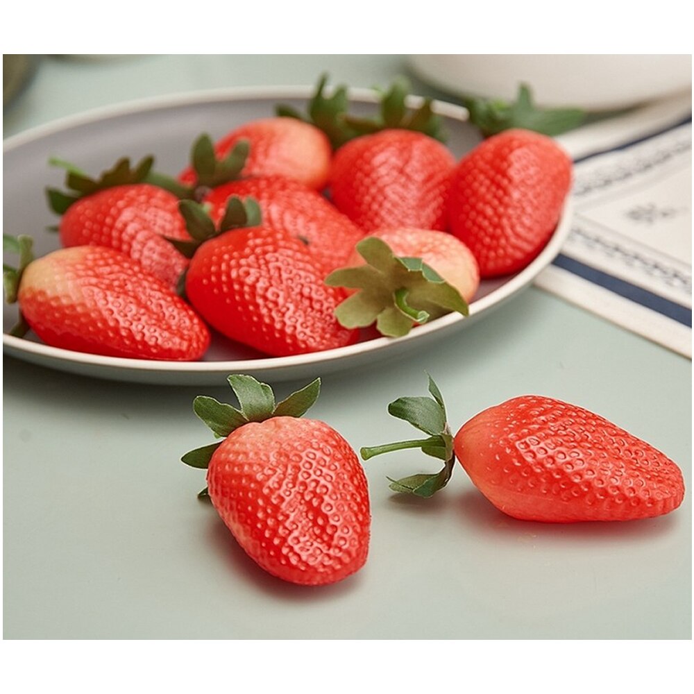 10 stück Künstliche Erdbeeren Obst Realistische Kunststoff Erdbeere für Fotografie Stütze Korb Anzeige Hause Hochzeit Dekor