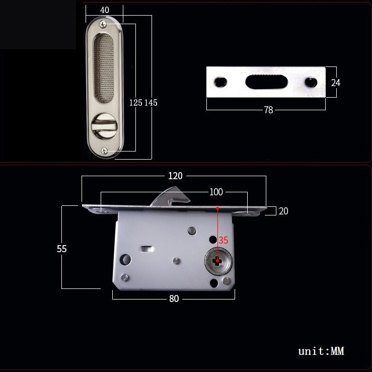 Manijas de cerradura de puerta corredera de aleación de Zinc oculto para interior, tirador de puerta de habitación, llave de baño