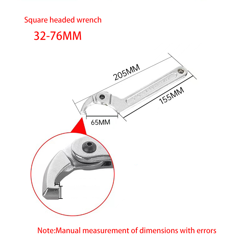 Adjustable Wrench Hook Spanner Square/Round Head CR-V Spanner For Round Bolt Maintenance Dismantling Tools 19-51/32-76/51-120mm: GRAY