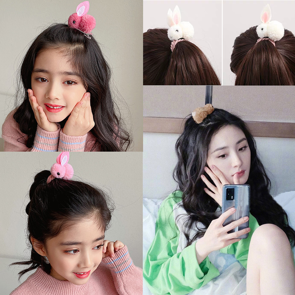 Bandes de cheveux en peluche lapin doux, accessoires, attache élastique, attache pour cheveux, Clip pour cheveux, pour femmes et filles