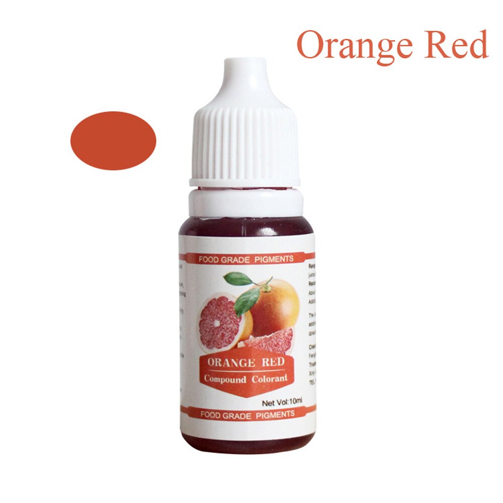 12 Kleuren 10Ml Macaron Ijs Cake Kleurstof Ingrediënten Cake Fondant Bakken Cake Eetbare Kleur Kleurstof Alimentaire: Orange Red