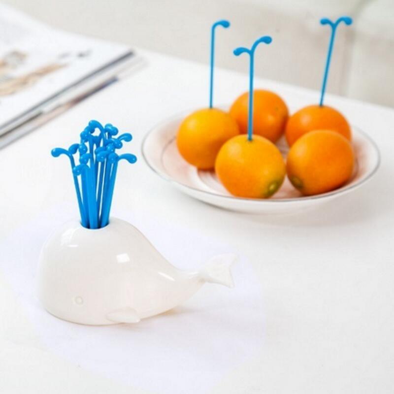 Beluga-Juego de utensilios de cocina para decoración del hogar, utensilios bonitos de ballena blanca, utensilios para frutas y verduras, para , salón, juego de tenedor de fruta, 1 Set