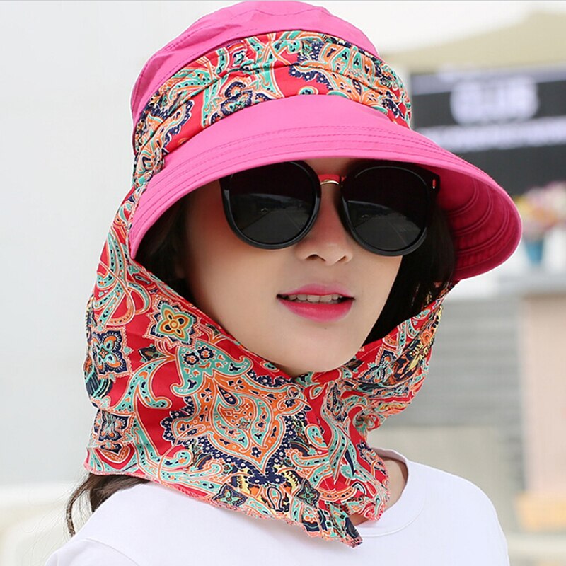 Sommer Strand Sonnenblende Damen Anti-Uv Blumen- Breite Krempe Faltbare Sonnenhut Kappe Mädchen Hüte Kappen Chapeu Paille Femme Sonnenhut für Frauen: Rose