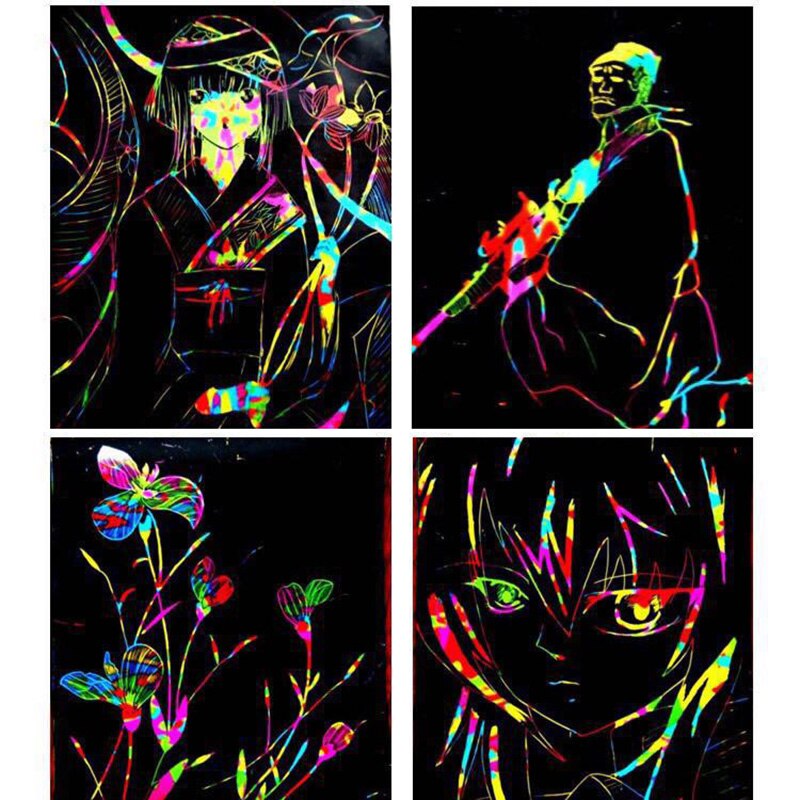 10 stuks 26 cm X 19 cm Scratch Art Paper Magic Schilderen Papier met Tekening Stick Voor Kinderen Educatief Speelgoed kleurrijke Tekening Speelgoed