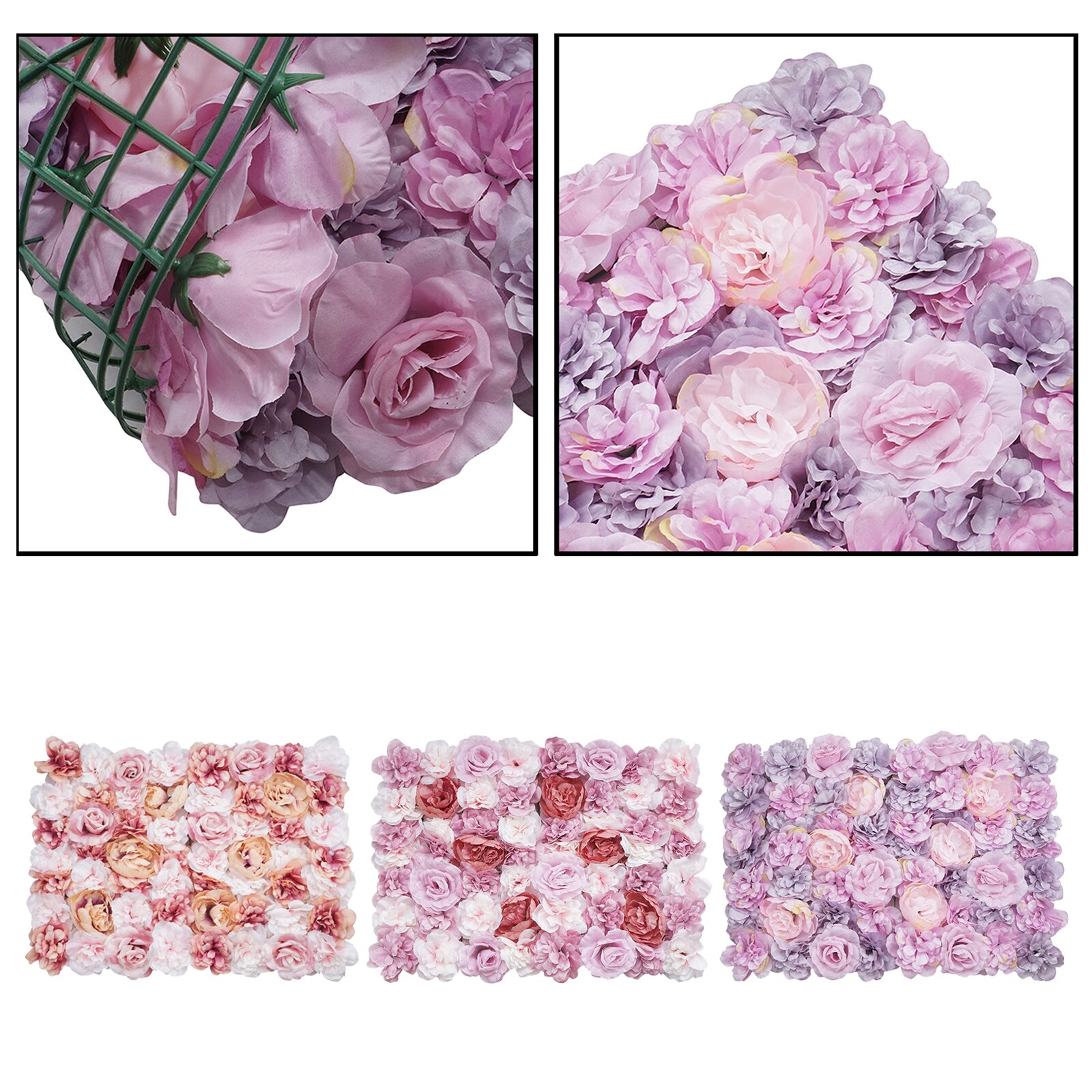 Artificial Flower Wall Panels Blush Silk Rose Hydrangea Flower Wall Mat Screen Privacy Hedge for Home Wedding Party Backdrop