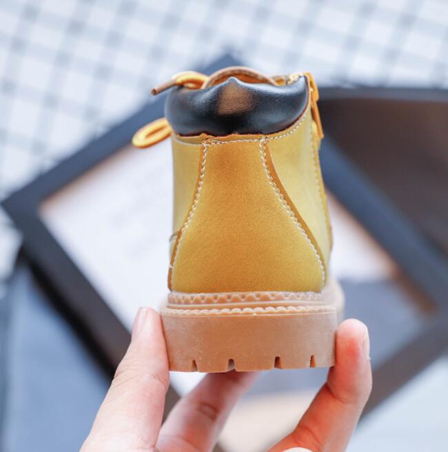 Vinter pojkar korta stövlar barnskor flickor läder martin boots student sneakers plus sammet varma barn snöstövlar