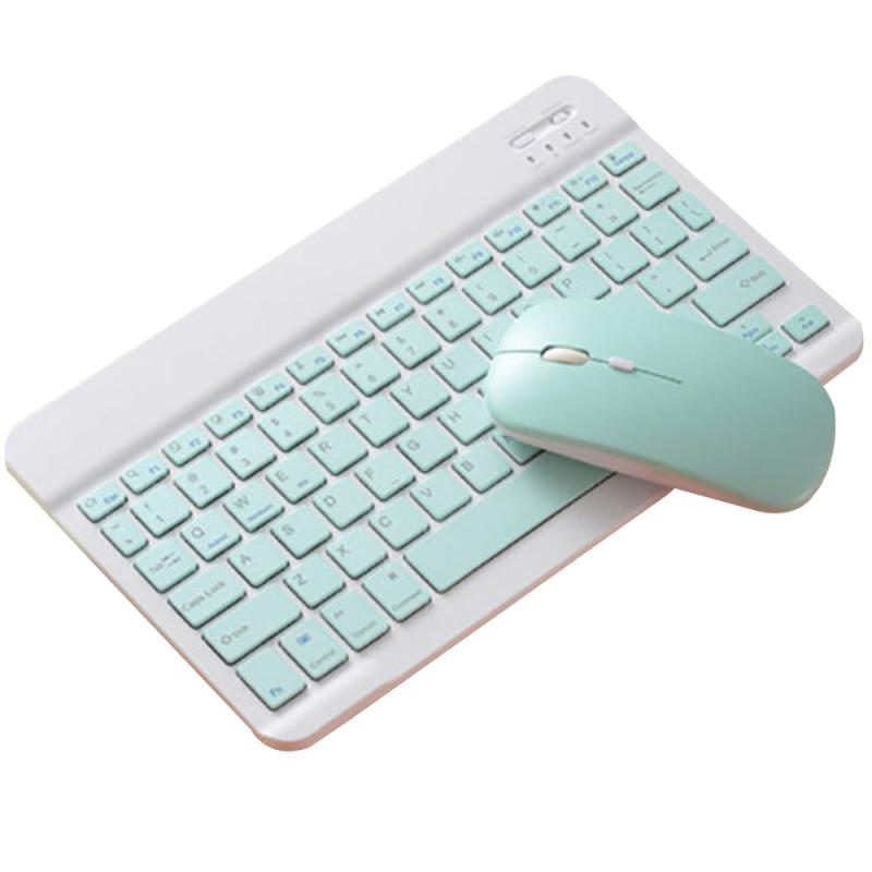 Mini Draadloze Toetsenbord Bluetooth Toetsenbord Voor Ipad Tablet Rubber Keycaps Oplaadbare Toetsenbord Muis Voor Android Ios Windows: blue