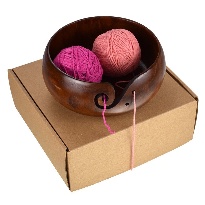 Drewniana przędza miska DIY ręcznie przędza dziewiarska uchwyt na drutach i szydełka akcesoria robić szycia organizator na prezent matki