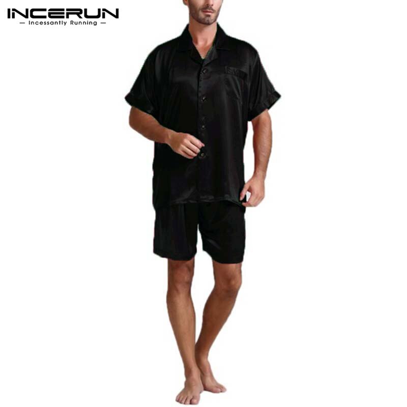 Herre silke satin pyjamas sæt blødt nattøj silke kortærmede toppe shorts herre pyjamas hjemmetøj jakkesæt sommer plus størrelse 5xl