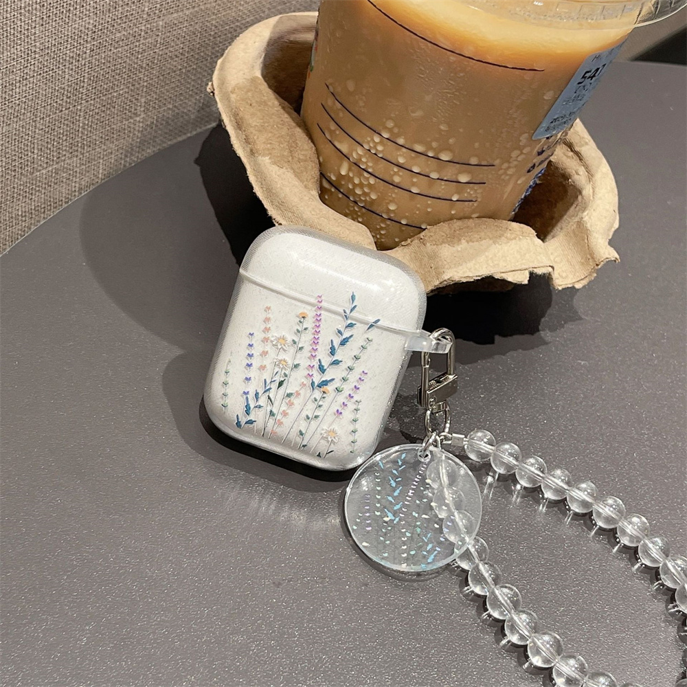 Étui brillant à paillettes de fleurs pour AirPods 1 2 3 4, housse de Bracelet pour écouteurs Bluetooth sans fil pour Apple airpods Pro 2nd Funda
