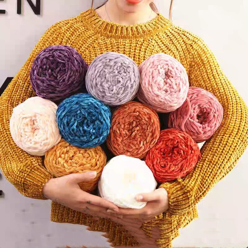100g Chenille Yarn for Hand Knitting Toys Crochet Plush Threads Woolen Yarn Sewing Ball of Wool Knit DIY