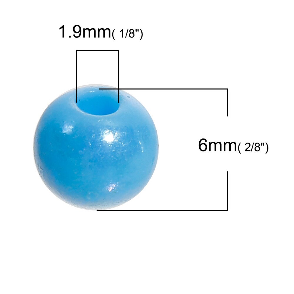 DoreenBeads Acryl Kralen Ronde Willekeurig Opaque DIY Sieraden Onderdelen Kralen Ongeveer 6mm (2/8 ") Dia, hole: Ca. 1.9mm, 200 stks