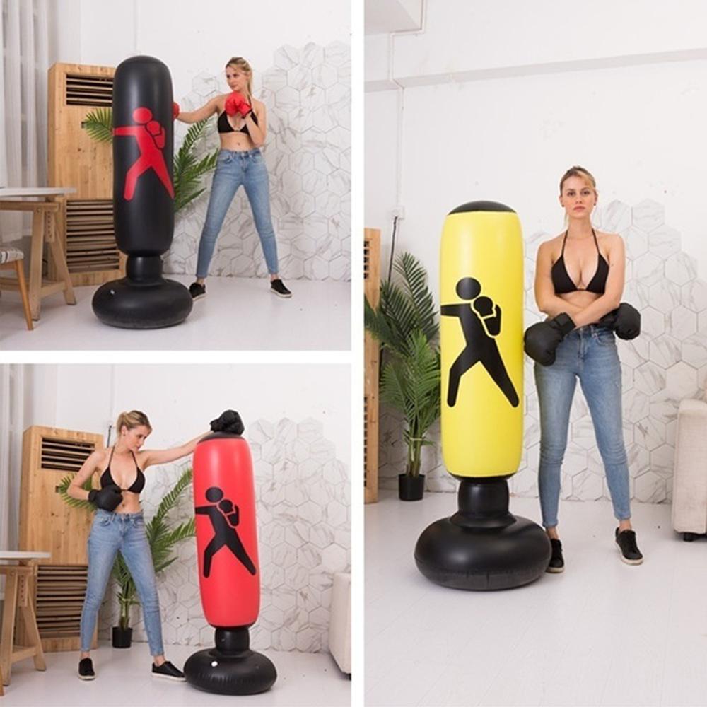 Lätt att flytta vertikal uppblåsbar boxpåse pvc förtjockning boxning pelare tumbler kamp kolonn boksäck väska fitness verktyg