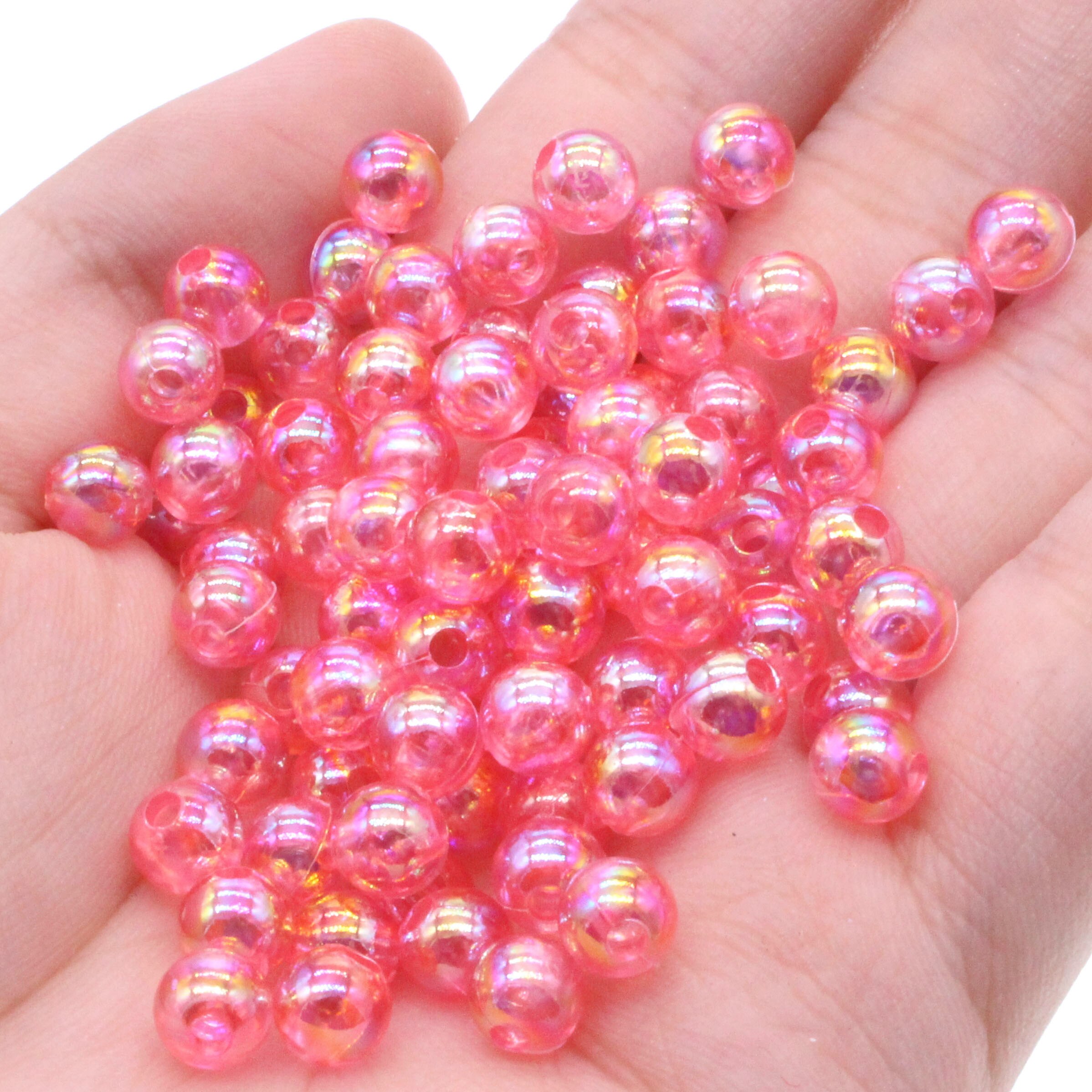 CHONGAI 6mm Light Purp Transparent AB Acrylic Round Ball Spacer Beads For Jewelry Making DIY Jewelry Accessories For Handicrafts: Hot Pink