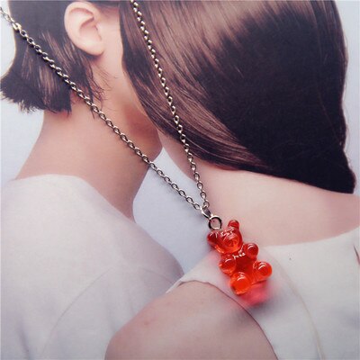 HZ Korean Cute Gummy Bear Colorful Sweet Lovely Bracelet Cool Long Chain Alloy Metal Line Necklace for Women Jewelry Party: 10 45CM