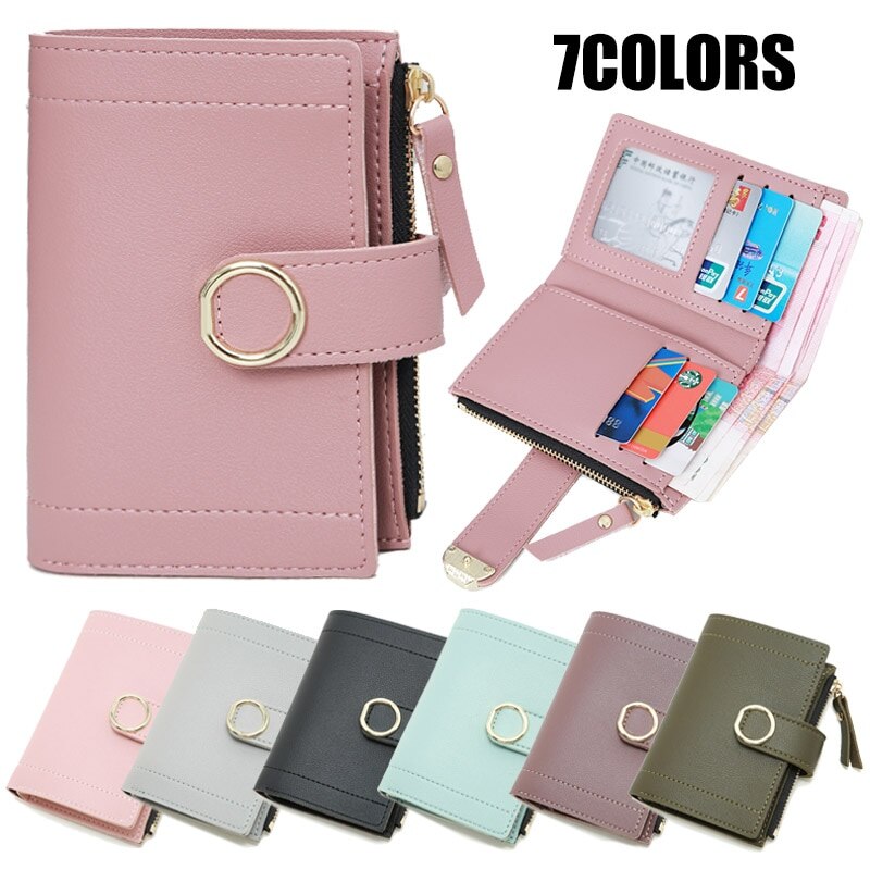Women Wallet Many Departments Card Holder Foldable Ladies Small Purse Zipper Hasp Card Case Female Wallets