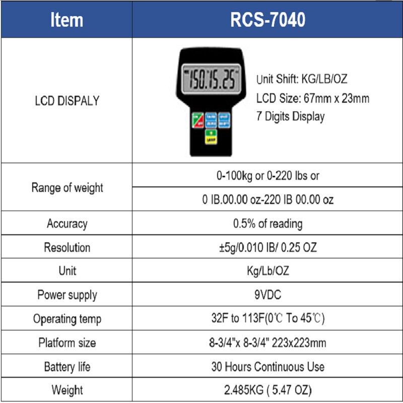 DSZH RCS-7040 Electronic Digital HVAC A/C Refrigerant Freon Charging Weight Scale with Case Measuring Tools