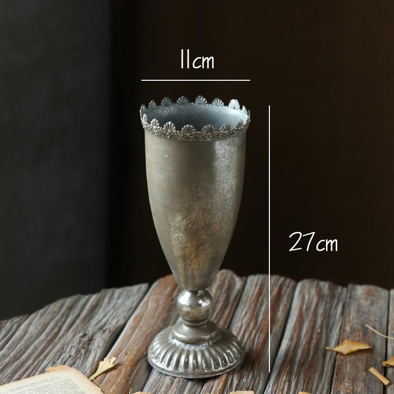 Gylden årgang gammel smijern vase blomst sølv europeisk blomsterpotte beger klassiske blomster ornamenter: C