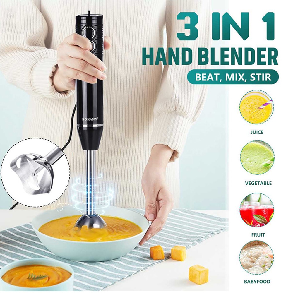 300W 3 in 1 Immersion Handheld 2 Speed Electric Food Dough Mixer Mixing Stick Kitchen Cooking Supplementary Food Machine