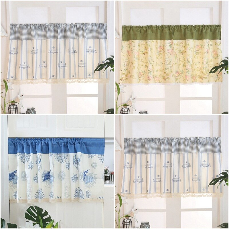 Bedroom Bay Window Curtains Pastoral Style Short Curtain for Kitchen Living Room Divided Panel Home Cabinet Door Drapes