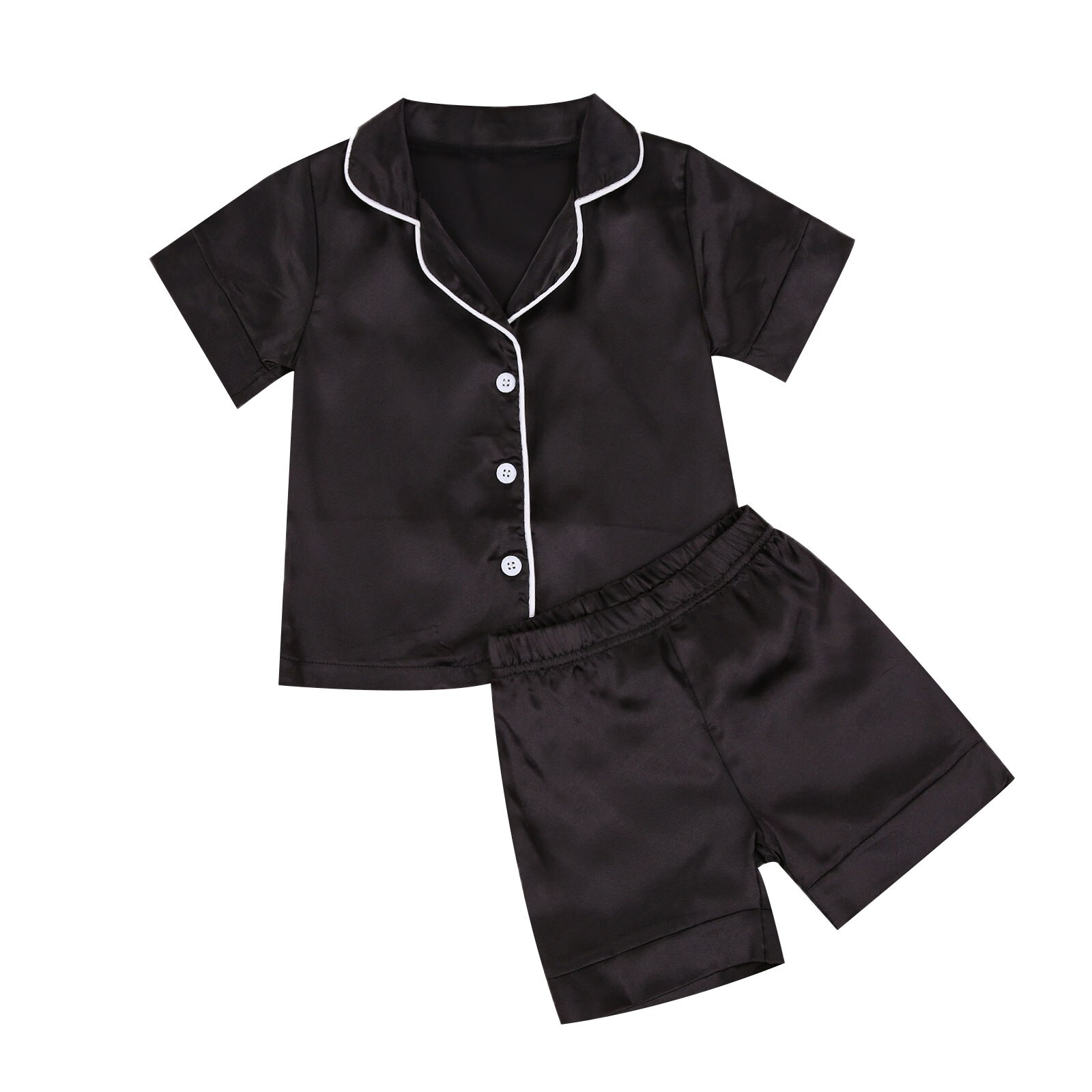 Enfants Bébé Fille Garçon Fausse Soie Satin Pyjamas Ensemble Automne Été Vêtements De Nuit Pour Enfants À Manches Longues Chemise De Nuit Pyjama Arc-En-Ciel Hauts + pantalon 1-7Y: A / 130