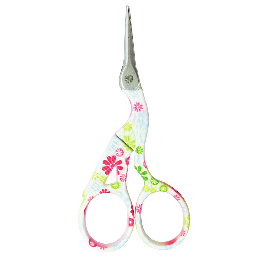 Small Floral Stainless Steel Art Retro Scissors Stork Crane Bird Scissors
