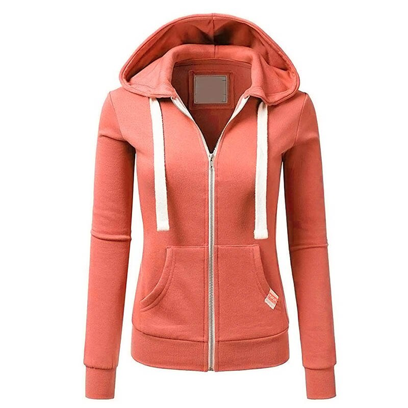 Ranberone – veste de sport à capuche pour femme, sweat-shirt à manches longues, fermeture éclair, couleur unie: M / Orange