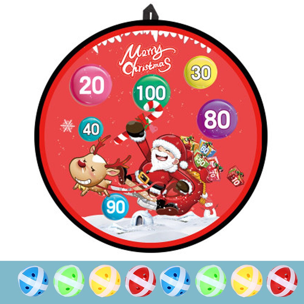 Funny Christmas Balls Darts Board Sports Game Toy Wall Hanging Decoration Sticky Balls for Kids Family Xmas Party Game: F1