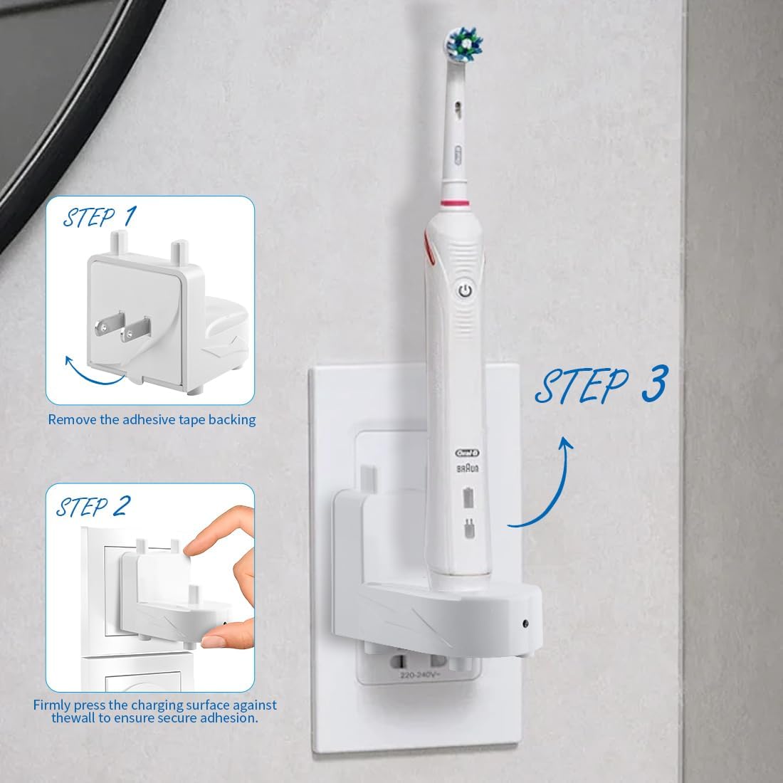Para cargador de pared de cepillo de dientes eléctrico Oral-B Braun, base de carga de inducción de cepillo de dientes eléctrico de pared, resistente al agua