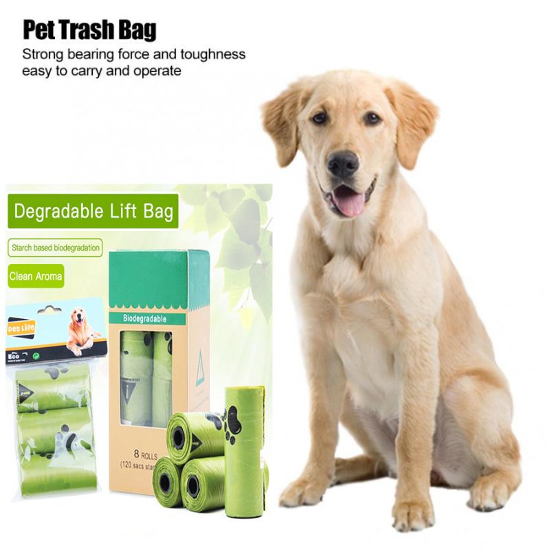 8 rolek/120 sztuk torba na odchody psa degradacja jednorazowy worek na śmieci karton odebrać torby toaletowe kot worki na śmieci odkryty czysty worek na śmieci