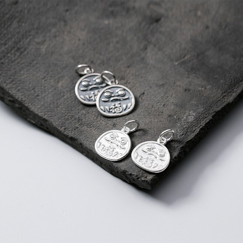 Meetsoft klassisch 925 glücksbringer aus sterlingsilber mit chinesischen schriftzeichen, speziell für diy-halsketten, handgefertigtes dekorationsaccessoire