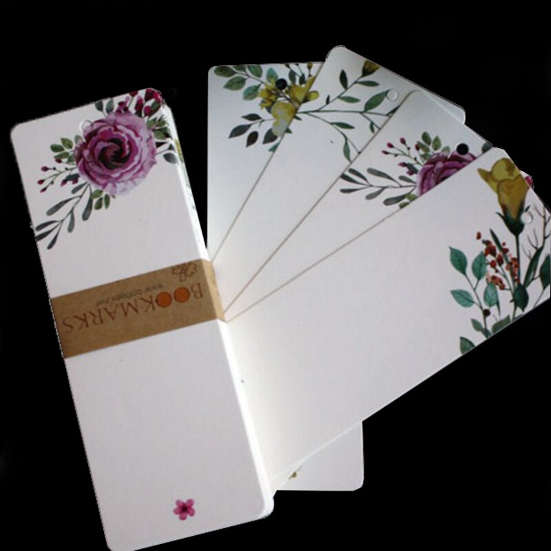 40 unids/set clásico de flores de papel en blanco marcapáginas DIY etiquetas postal tarjeta marcapáginas para libro Oficina escuela arte suministros
