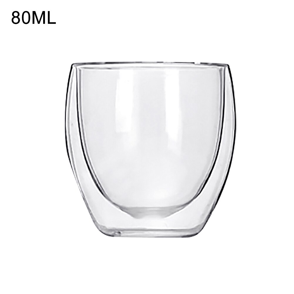 Double Wall High Borosilicate Glass Mug Heat Resistant Tea Milk Lemon Juice Coffee Water Cup Bar Drinkware Lover Creativity: J 80ML