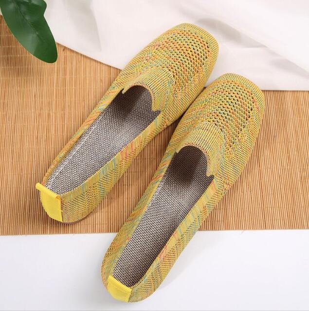 Einfarbig Karree Gittergewebe Halbschuhe Flache Frauen Flache Schuhe Weichen Boden betroffen Ballerinas Schuhe lässig Unterhose auf Stiefel Schuhe: Grün / 43