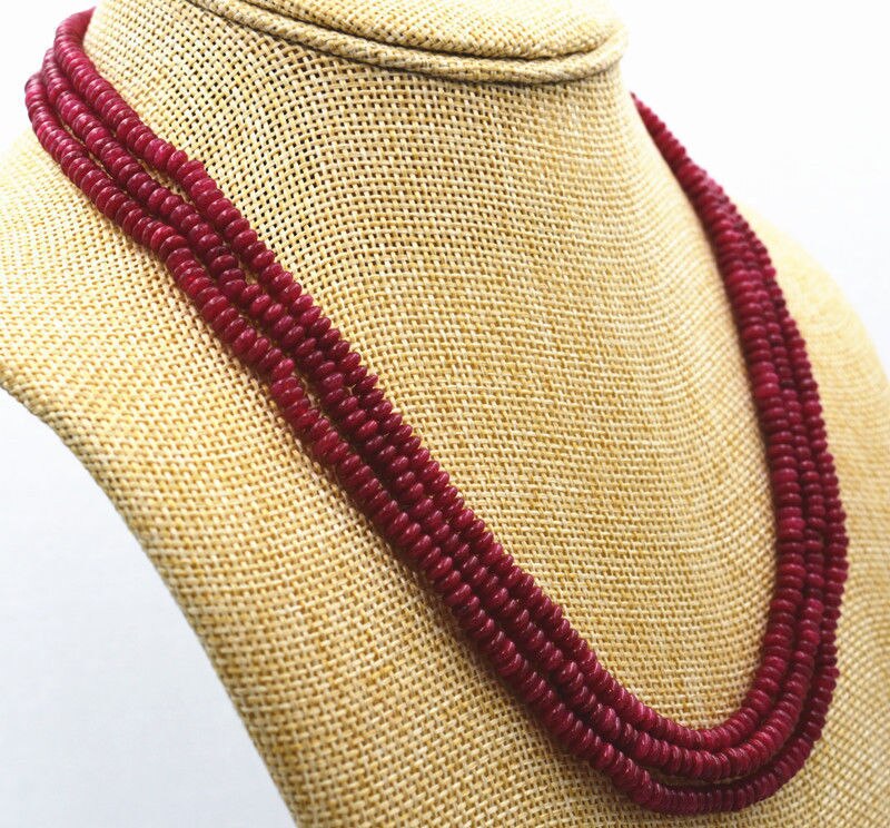 brésil véritable TOP naturel 3 rangées 2X4mm perles rouges collier bijoux