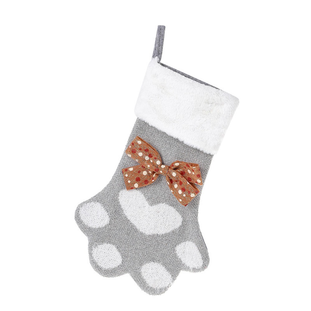 Paw Shaped Christmas Decorations For Home Stockings Cute Xmas Tree Ornament Decor with Bow Tie Year Sock Year 2024: Deep Sapphire