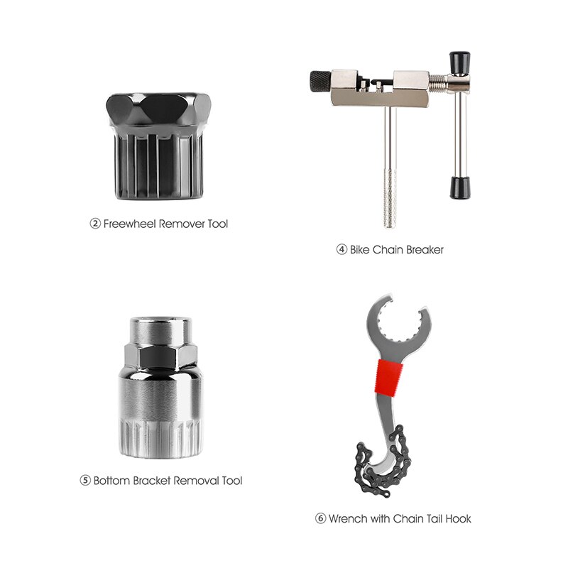 Bicycle Tools Kit Crank Puller Chain Splitter Cutter Breaker Flywheel Remover Bike Wheel Hub Spoke Wrench MTB Repair Accessories: 4pcs Set