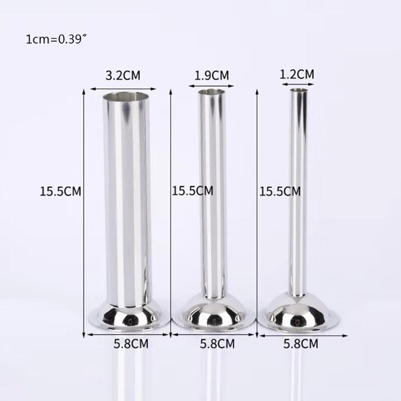 3pcs/set Food Grade Stainless Steel Manual Sausage Stuffer Stuffing Filling Tube